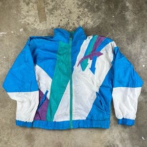 Vintage 80s H.I.C. Blue and Green Windbreaker M
